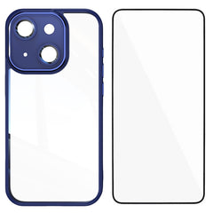 For iPhone 13 6.1 inch TPU Case WANLONFENG Shockproof Clear Phone Cover with Tempered Glass Film - TechGearPal