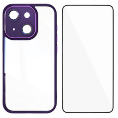 For iPhone 13 6.1 inch TPU Case WANLONFENG Shockproof Clear Phone Cover with Tempered Glass Film - TechGearPal