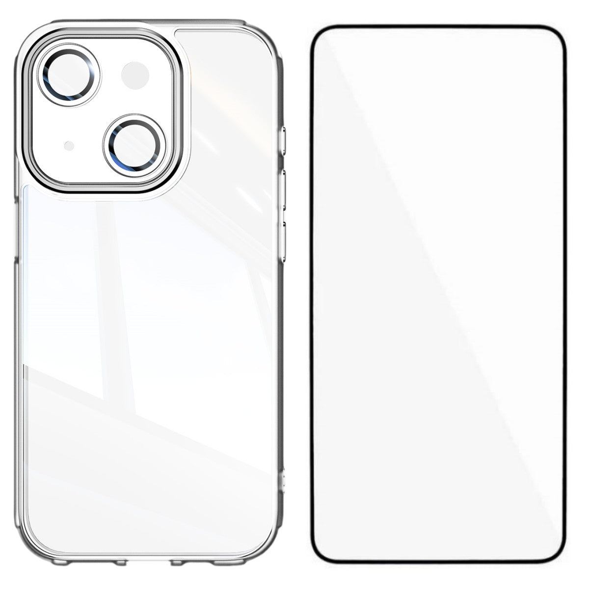 For iPhone 13 6.1 inch TPU Case WANLONFENG Shockproof Clear Phone Cover with Tempered Glass Film - TechGearPal