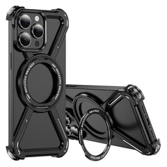 For iPhone 15 Pro Max Bumper Cases Borderless Metal Frame Cover Compatible with MagSafe Kickstand - TechGearPal