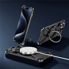 For iPhone 15 Pro Max Bumper Cases Borderless Metal Frame Cover Compatible with MagSafe Kickstand - TechGearPal