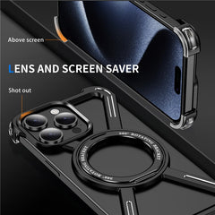 For iPhone 15 Pro Max Bumper Cases Borderless Metal Frame Cover Compatible with MagSafe Kickstand - TechGearPal