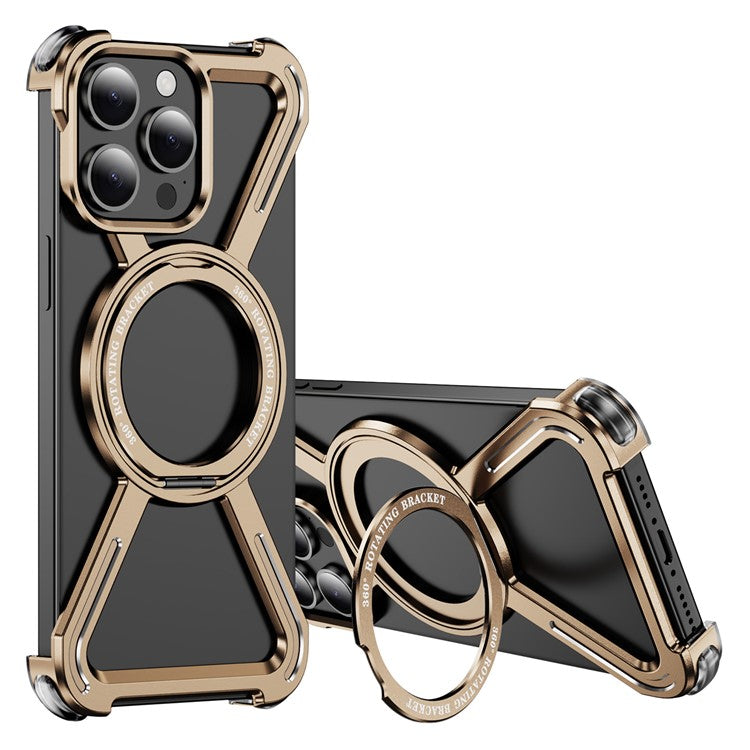 For iPhone 15 Pro Max Bumper Cases Borderless Metal Frame Cover Compatible with MagSafe Kickstand - TechGearPal