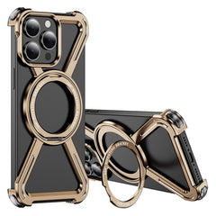 For iPhone 15 Pro Max Bumper Cases Borderless Metal Frame Cover Compatible with MagSafe Kickstand - TechGearPal