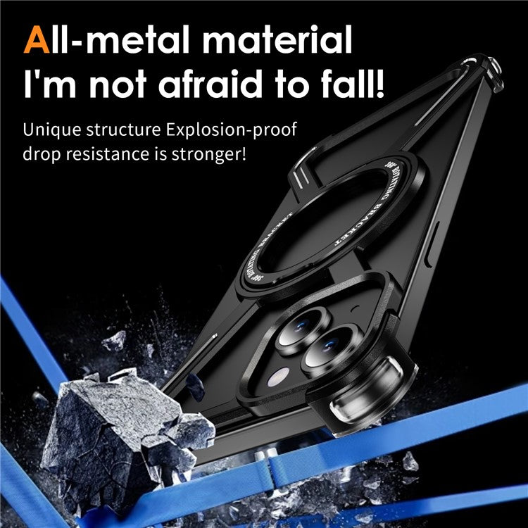 For iPhone 15 Plus  /  14 Plus Bumper Cases Borderless Metal Frame Cover Compatible with MagSafe Kickstan - TechGearPal