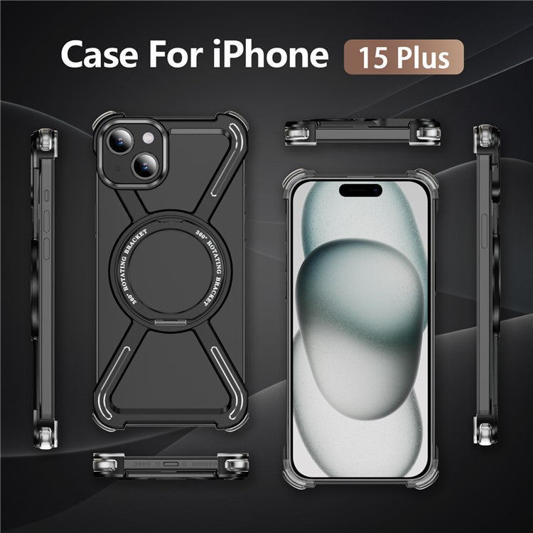 For iPhone 15 Plus  /  14 Plus Bumper Cases Borderless Metal Frame Cover Compatible with MagSafe Kickstan - TechGearPal