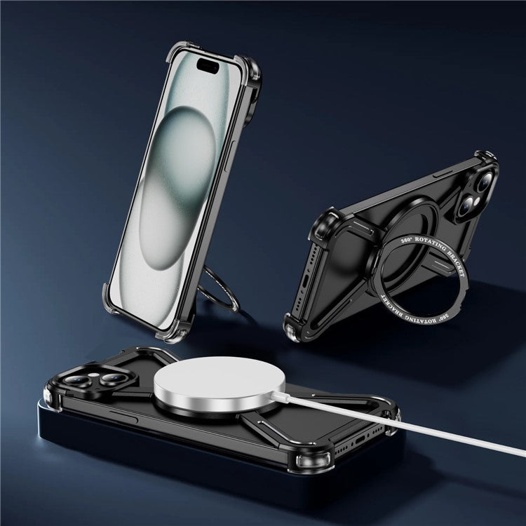 For iPhone 15 Plus  /  14 Plus Bumper Cases Borderless Metal Frame Cover Compatible with MagSafe Kickstan - TechGearPal