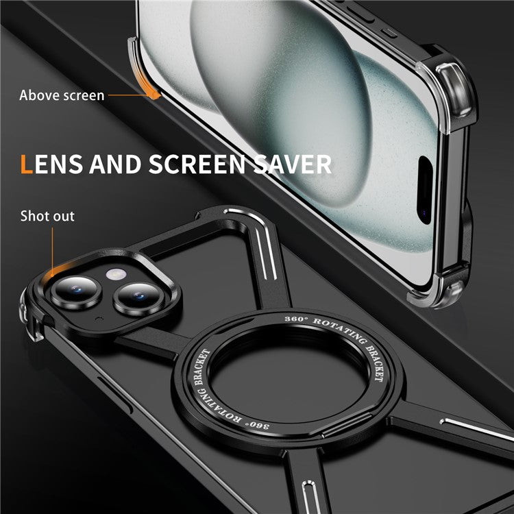For iPhone 15 Plus  /  14 Plus Bumper Cases Borderless Metal Frame Cover Compatible with MagSafe Kickstan - TechGearPal