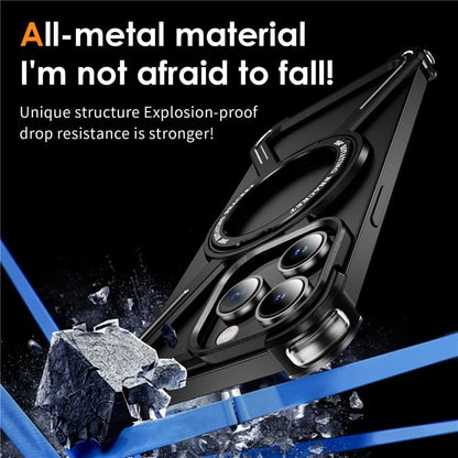 For iPhone 14 Pro Max Bumper Cases Borderless Metal Frame Cover Compatible with MagSafe Kickstand - TechGearPal