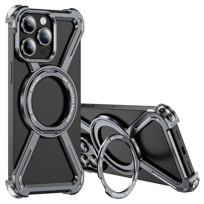For iPhone 14 Pro Max Bumper Cases Borderless Metal Frame Cover Compatible with MagSafe Kickstand - TechGearPal