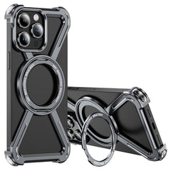 For iPhone 14 Pro Bumper Cases Borderless Metal Frame Cover Compatible with MagSafe Kickstand - TechGearPal