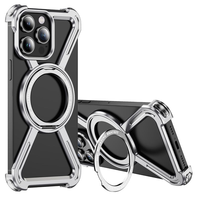 For iPhone 14 Pro Bumper Cases Borderless Metal Frame Cover Compatible with MagSafe Kickstand - TechGearPal