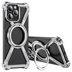 For iPhone 14 Pro Bumper Cases Borderless Metal Frame Cover Compatible with MagSafe Kickstand - TechGearPal
