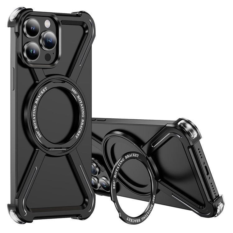 For iPhone 13 Pro Max Bumper Cases Borderless Metal Frame Cover Compatible with MagSafe Kickstand - TechGearPal
