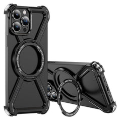 For iPhone 13 Pro Max Bumper Cases Borderless Metal Frame Cover Compatible with MagSafe Kickstand - TechGearPal