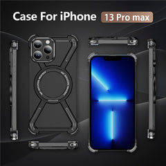 For iPhone 13 Pro Max Bumper Cases Borderless Metal Frame Cover Compatible with MagSafe Kickstand - TechGearPal