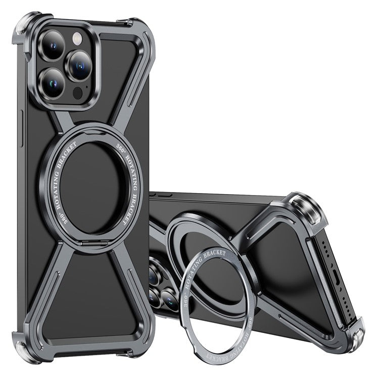 For iPhone 13 Pro Max Bumper Cases Borderless Metal Frame Cover Compatible with MagSafe Kickstand - TechGearPal