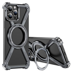 For iPhone 13 Pro Max Bumper Cases Borderless Metal Frame Cover Compatible with MagSafe Kickstand - TechGearPal