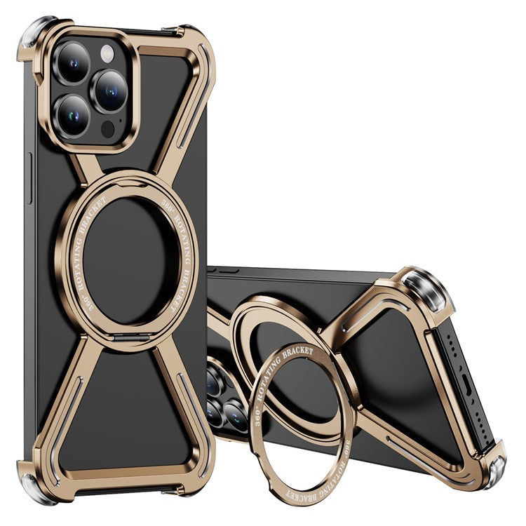 For iPhone 13 Pro Max Bumper Cases Borderless Metal Frame Cover Compatible with MagSafe Kickstand - TechGearPal