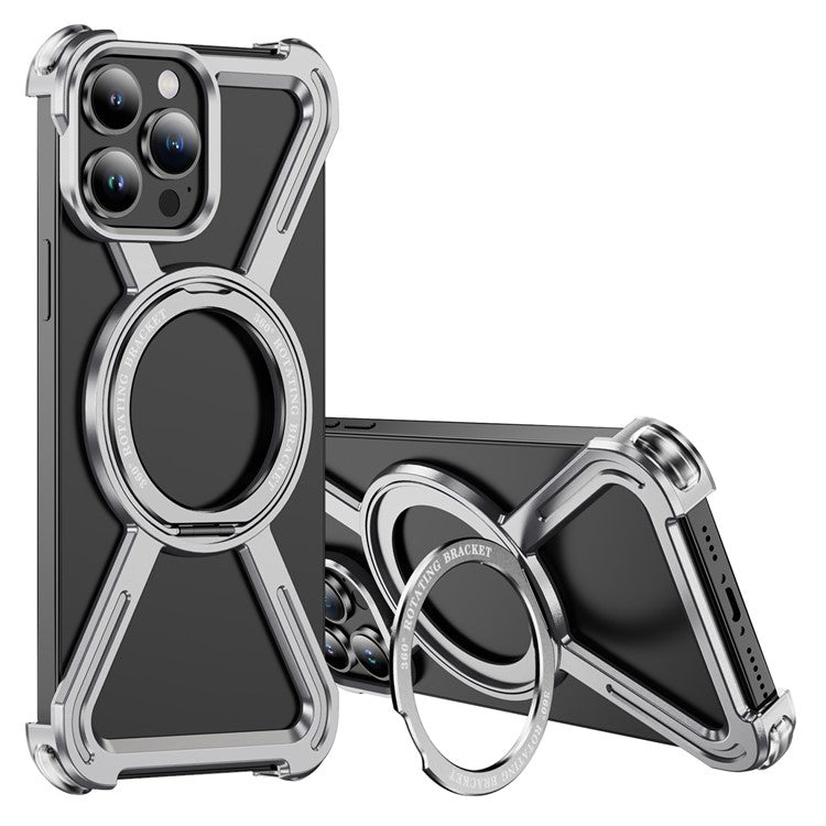 For iPhone 13 Pro Max Bumper Cases Borderless Metal Frame Cover Compatible with MagSafe Kickstand - TechGearPal