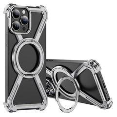 For iPhone 13 Pro Max Bumper Cases Borderless Metal Frame Cover Compatible with MagSafe Kickstand - TechGearPal
