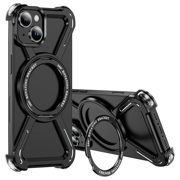 For iPhone 14  /  13 Bumper Cases Borderless Metal Frame Cover Compatible with MagSafe Kickstand - TechGearPal