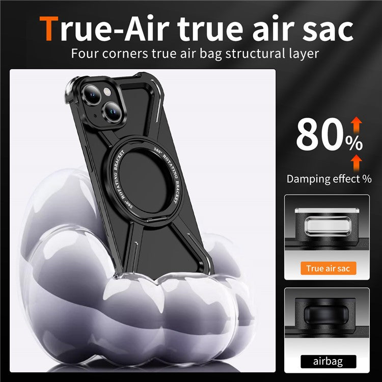 For iPhone 14  /  13 Bumper Cases Borderless Metal Frame Cover Compatible with MagSafe Kickstand - TechGearPal
