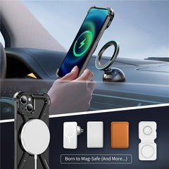 For iPhone 14  /  13 Bumper Cases Borderless Metal Frame Cover Compatible with MagSafe Kickstand - TechGearPal