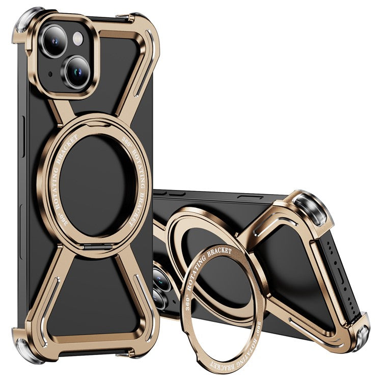 For iPhone 14  /  13 Bumper Cases Borderless Metal Frame Cover Compatible with MagSafe Kickstand - TechGearPal