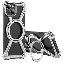 For iPhone 14  /  13 Bumper Cases Borderless Metal Frame Cover Compatible with MagSafe Kickstand - TechGearPal