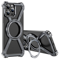 For iPhone 13 Pro Bumper Cases Borderless Metal Frame Cover Compatible with MagSafe Kickstand - TechGearPal