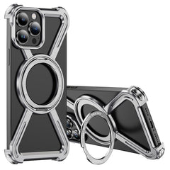 For iPhone 13 Pro Bumper Cases Borderless Metal Frame Cover Compatible with MagSafe Kickstand - TechGearPal