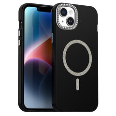 For iPhone 14 Case Compatible with MagSafe TPU + PET Phone Cover with Rhinestone Decor Lens Frame - TechGearPal