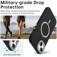 For iPhone 14 Case Compatible with MagSafe TPU + PET Phone Cover with Rhinestone Decor Lens Frame - TechGearPal