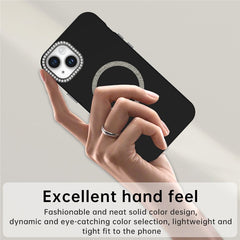For iPhone 14 Case Compatible with MagSafe TPU + PET Phone Cover with Rhinestone Decor Lens Frame - TechGearPal