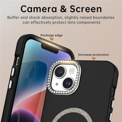 For iPhone 14 Case Compatible with MagSafe TPU + PET Phone Cover with Rhinestone Decor Lens Frame - TechGearPal