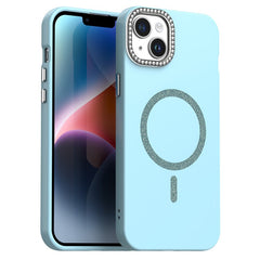 For iPhone 14 Case Compatible with MagSafe TPU + PET Phone Cover with Rhinestone Decor Lens Frame - TechGearPal
