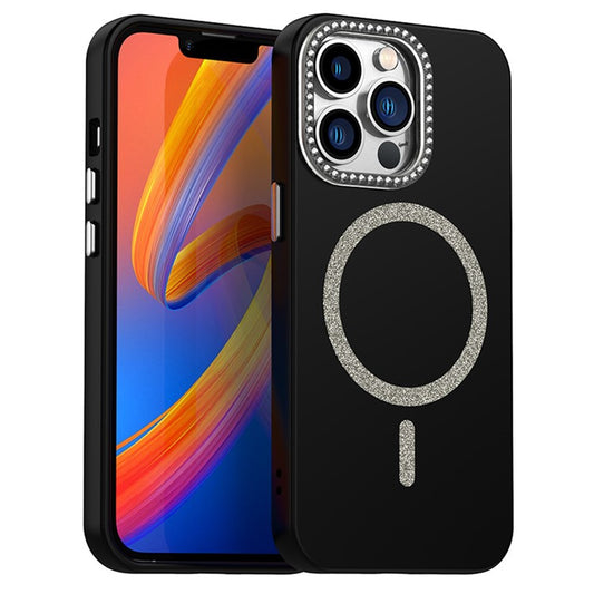 For iPhone 13 Pro Case Compatible with MagSafe TPU + PET Phone Cover with Rhinestone Decor Lens Frame - TechGearPal