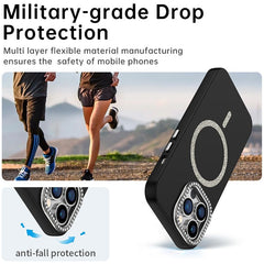 For iPhone 13 Pro Case Compatible with MagSafe TPU + PET Phone Cover with Rhinestone Decor Lens Frame - TechGearPal