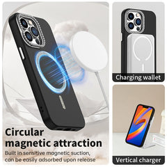 For iPhone 13 Pro Case Compatible with MagSafe TPU + PET Phone Cover with Rhinestone Decor Lens Frame - TechGearPal