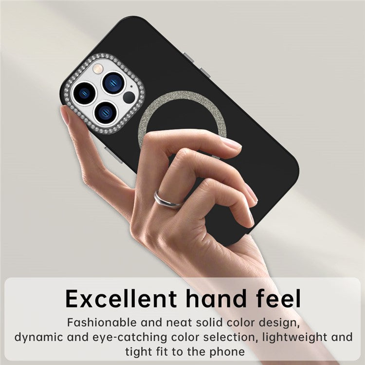 For iPhone 13 Pro Case Compatible with MagSafe TPU + PET Phone Cover with Rhinestone Decor Lens Frame - TechGearPal