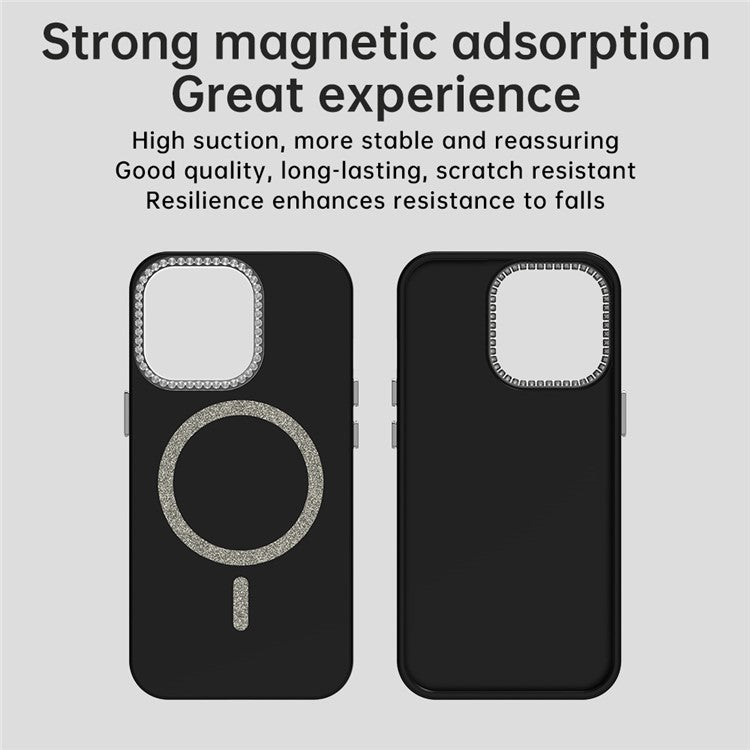 For iPhone 13 Pro Case Compatible with MagSafe TPU + PET Phone Cover with Rhinestone Decor Lens Frame - TechGearPal