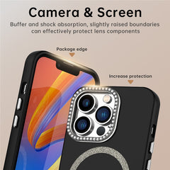 For iPhone 13 Pro Case Compatible with MagSafe TPU + PET Phone Cover with Rhinestone Decor Lens Frame - TechGearPal
