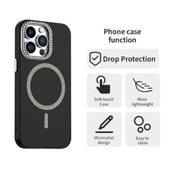 For iPhone 13 Pro Max Case Compatible with MagSafe TPU + PET Phone Cover with Rhinestone Decor Lens Frame - TechGearPal