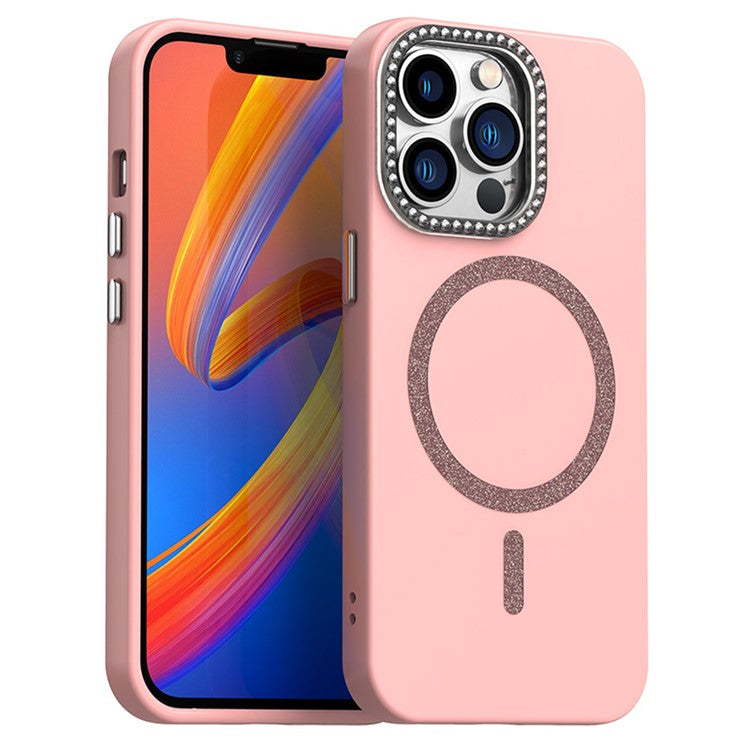 For iPhone 13 Pro Max Case Compatible with MagSafe TPU + PET Phone Cover with Rhinestone Decor Lens Frame - TechGearPal