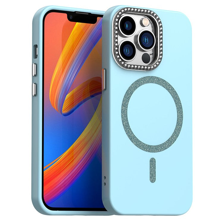 For iPhone 13 Pro Max Case Compatible with MagSafe TPU + PET Phone Cover with Rhinestone Decor Lens Frame - TechGearPal