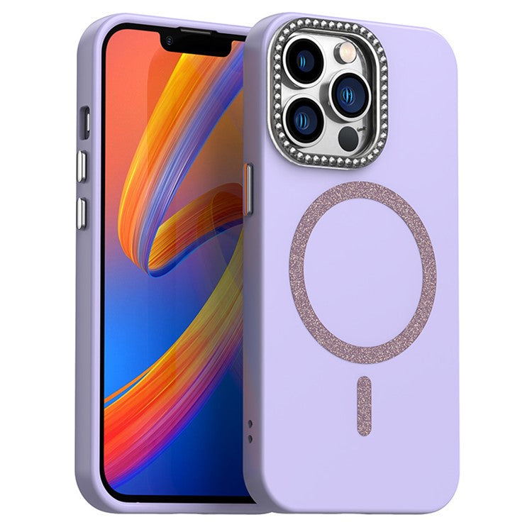 For iPhone 13 Pro Max Case Compatible with MagSafe TPU + PET Phone Cover with Rhinestone Decor Lens Frame - TechGearPal