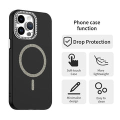 For iPhone 14 Pro Case Compatible with MagSafe TPU + PET Phone Cover with Rhinestone Decor Lens Frame - TechGearPal
