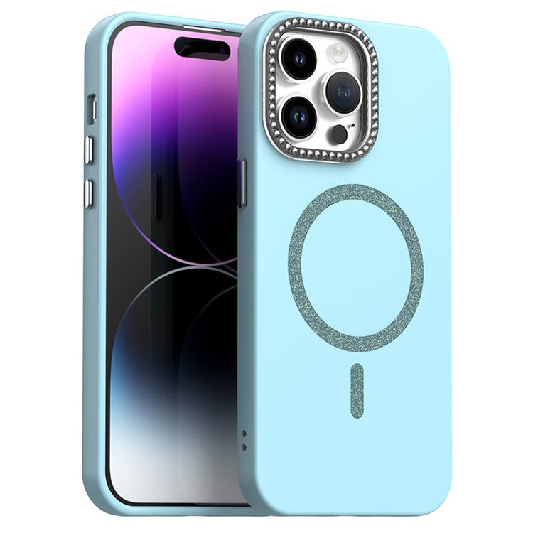 For iPhone 14 Pro Case Compatible with MagSafe TPU + PET Phone Cover with Rhinestone Decor Lens Frame - TechGearPal