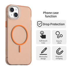 For iPhone 14 / 13 Case Compatible with MagSafe TPU + PC + PET Phone Cover Rhinestone Decor Lens Frame - TechGearPal